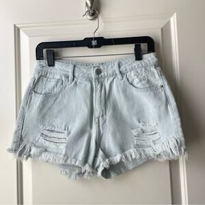 PacSun Distressed High Rise Shorts Denim Light Wash 28